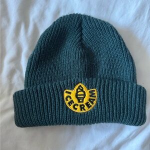 Icecream Teal Knit Beanie with Yellow Logo